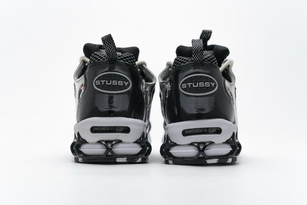 CU1854-001 Stussy x Nike Air Zoom Spiridon Cage 2 Black Silver - Image 5