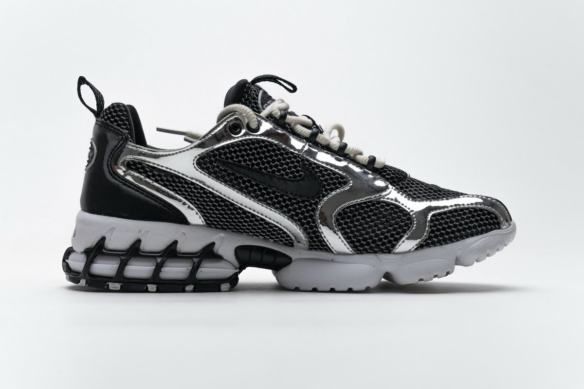 CU1854-001 Stussy x Nike Air Zoom Spiridon Cage 2 Black Silver - Image 16