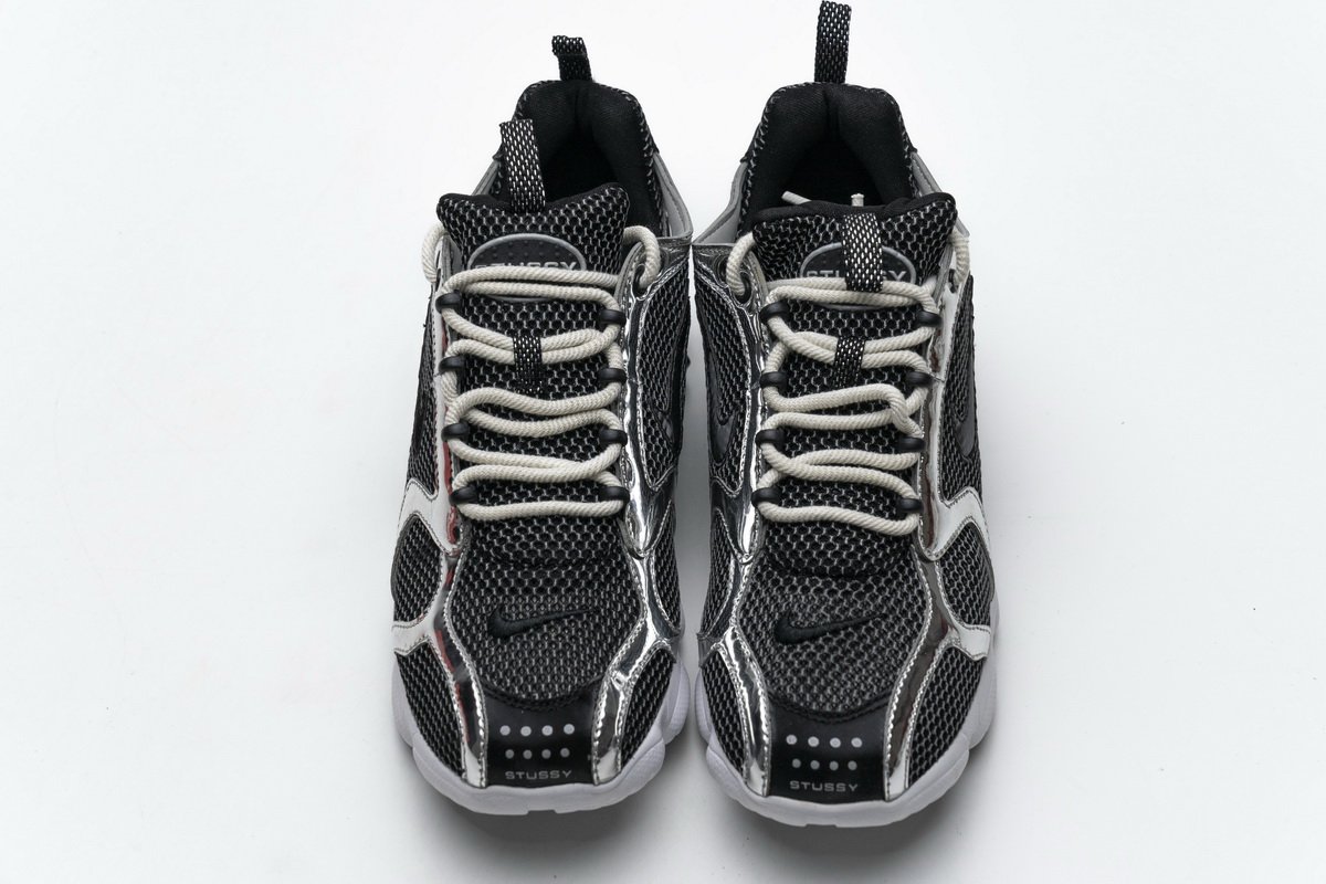 CU1854-001 Stussy x Nike Air Zoom Spiridon Cage 2 Black Silver - Image 7